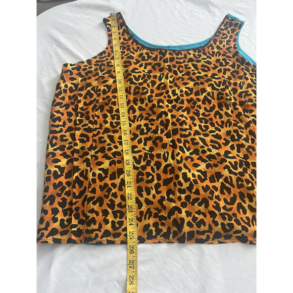 Diane Gilman Silk Animal Print Sequin Tank Top Womens Size 1X Blue Brown NWT - Picture 6 of 6